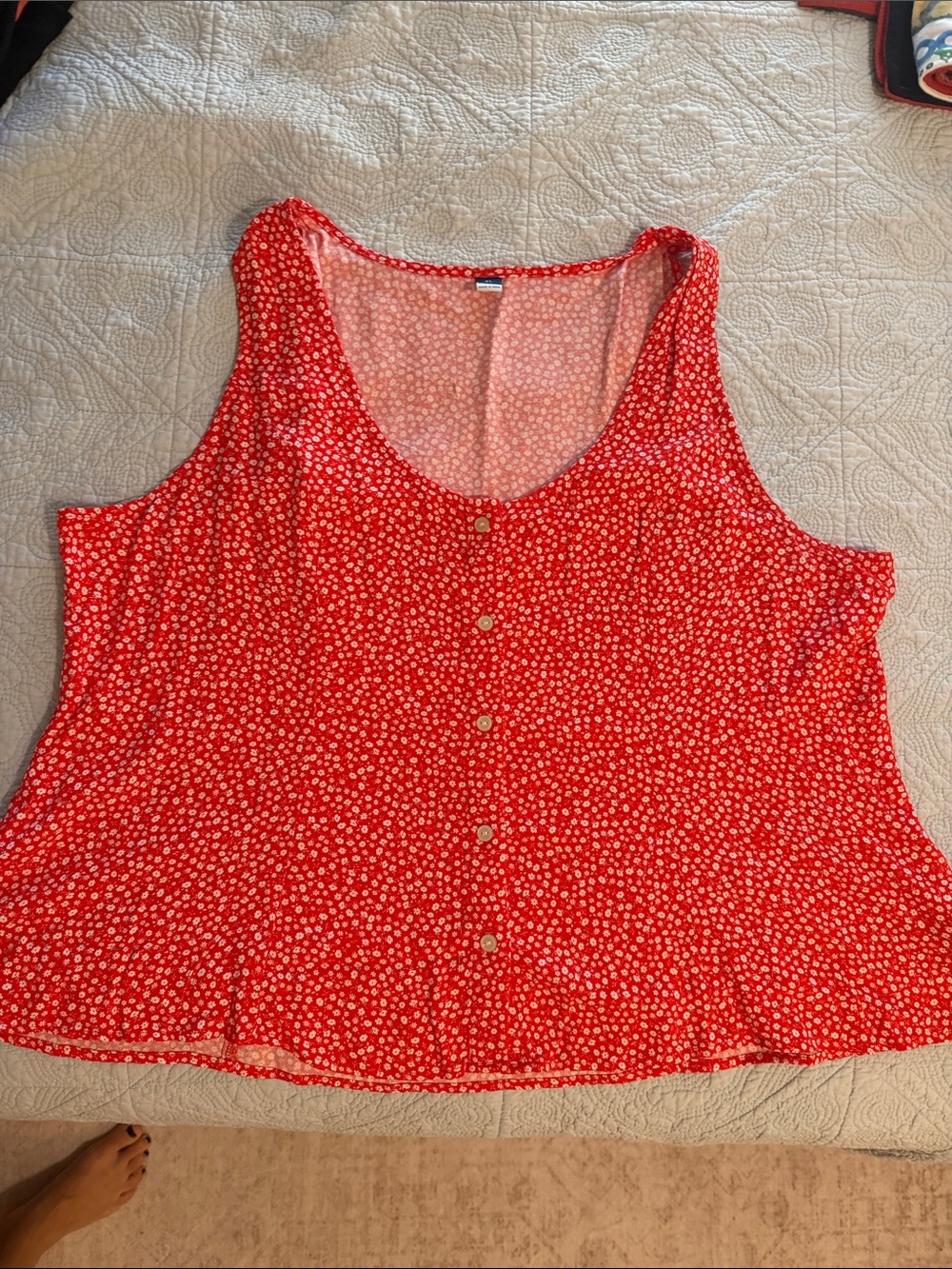 Old Navy Red Floral Button-Front Tank